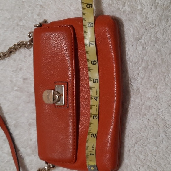 Calvin Klein Orange Leather Chain Bag - Picture 3 of 10